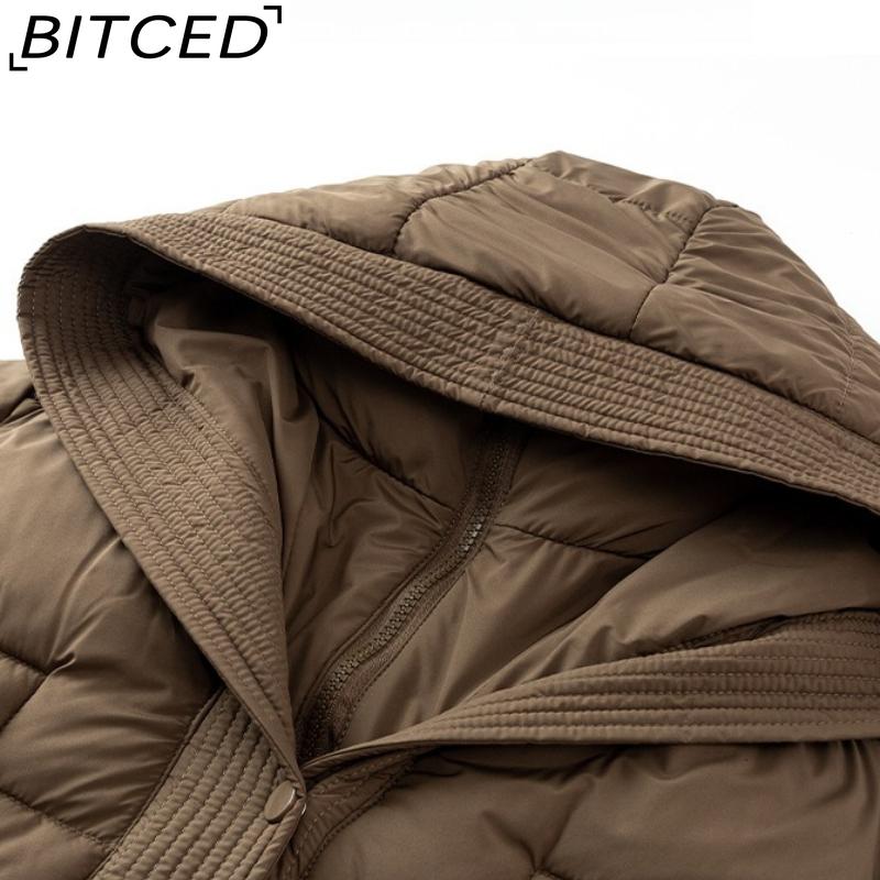 BITCED Women's Down-Filled Cotton Coat - Autumn/Winter Mid-Length, Elegant and Tailored, Knee-Length, Thickened Outerwear