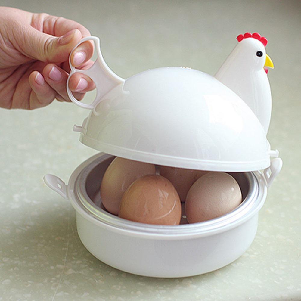 Nuovo Delizioso Bollitore per Uova a Forma di Pollo Vapore Uova 4 Uova 1Uovo Microonde Cuoci Uova Strumento di Cottura Accessori da Cucina