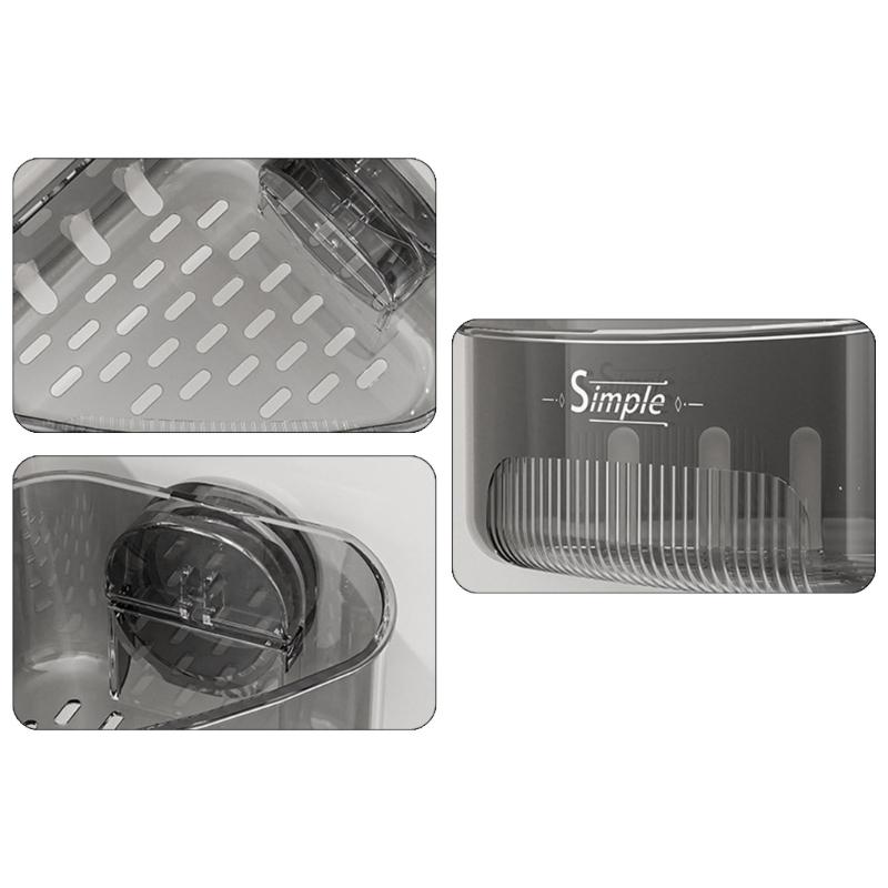 Space Saving Corner Sink Organizer With Detachable Suction Cups And Drainage Holes For Sponges Brushes Kitchen Bathroom Accessories