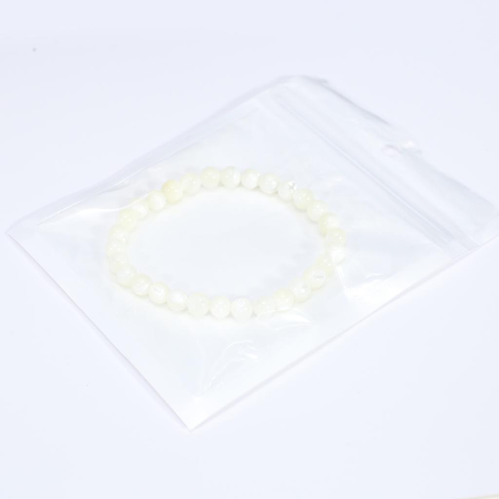1Pc 4x8mm Round Beads Bracelet Natural Shell Bracelets for Women Men Jewelry Gifts Total Length 18cm