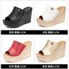 Wedge Heel Slippers Women's Summer New Muffin Thick Bottom Fashion One-word Non-slip Outer Wear High Heel Cool Slippers