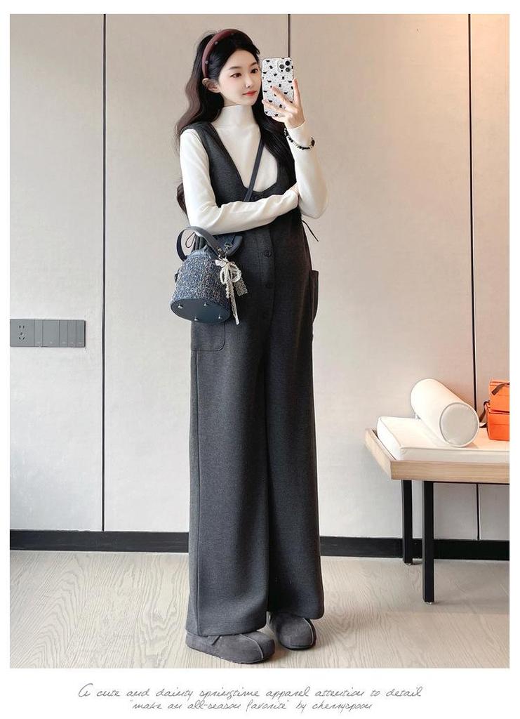 Autumn Winter 2025 Cashmere Velvet Maternity Overalls: Stylish, Age-Reducing, High-Grade, Plus Size