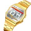 Skmei Classical Style Unisex Digital Watches with Date Week Stainless Steel Strap 12 24 Hour Format LED Waterproof Fashion Time