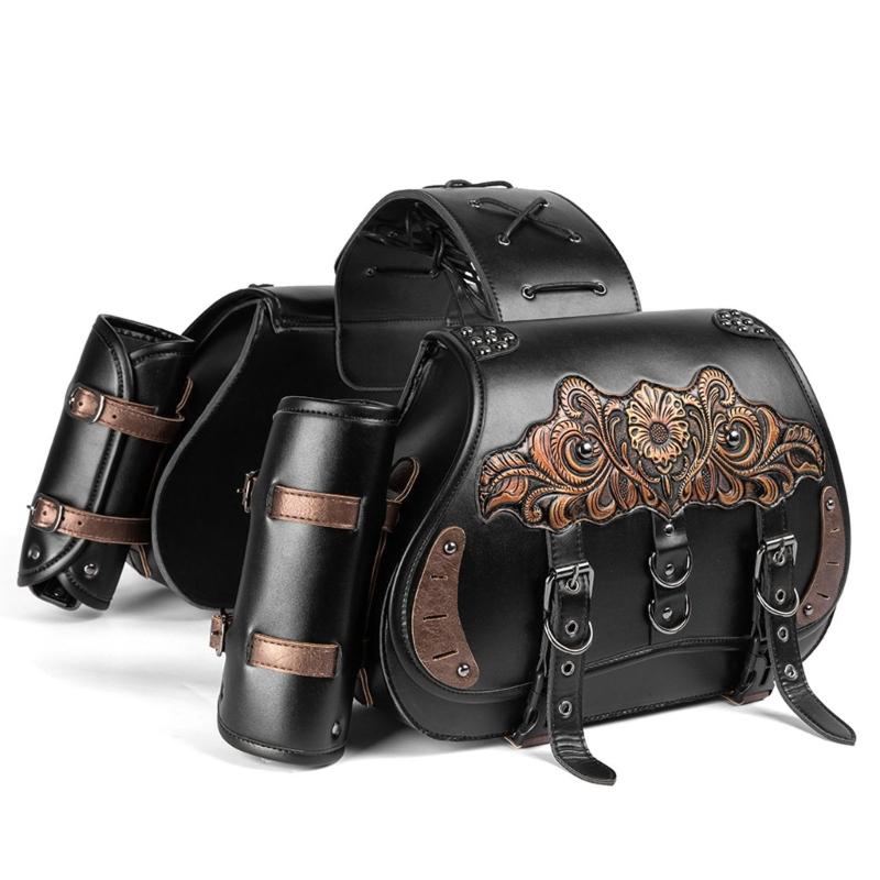 1 Pair Retro Punk Style Saddlebag Motorcycle Tool Bag Waterproof Travel Luggage Storage Bag Motorbike Over Saddles Bags