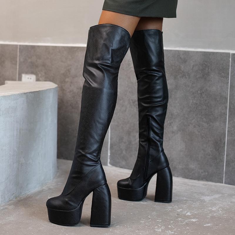 Women's shoes 40-48 large size boots Women's boots 2025 autumn and winter new boots thick-soled thick heel