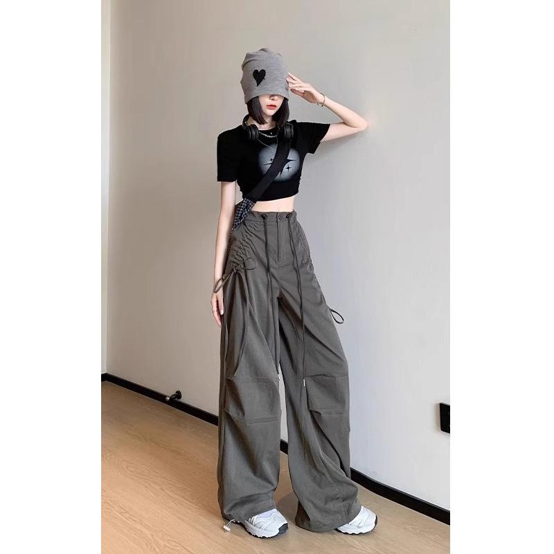 Casual Arbeitshosen für Damen im Frühling und Sommer Neues Fallschirm-Weitbein-Design Vielseitige Hosen