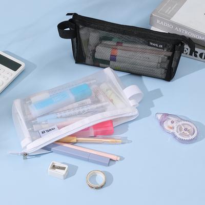 Transparentes Federmäppchen aus Netzstoff, Aufbewahrungstasche für Schreibwaren für Schüler, Federmäppchen