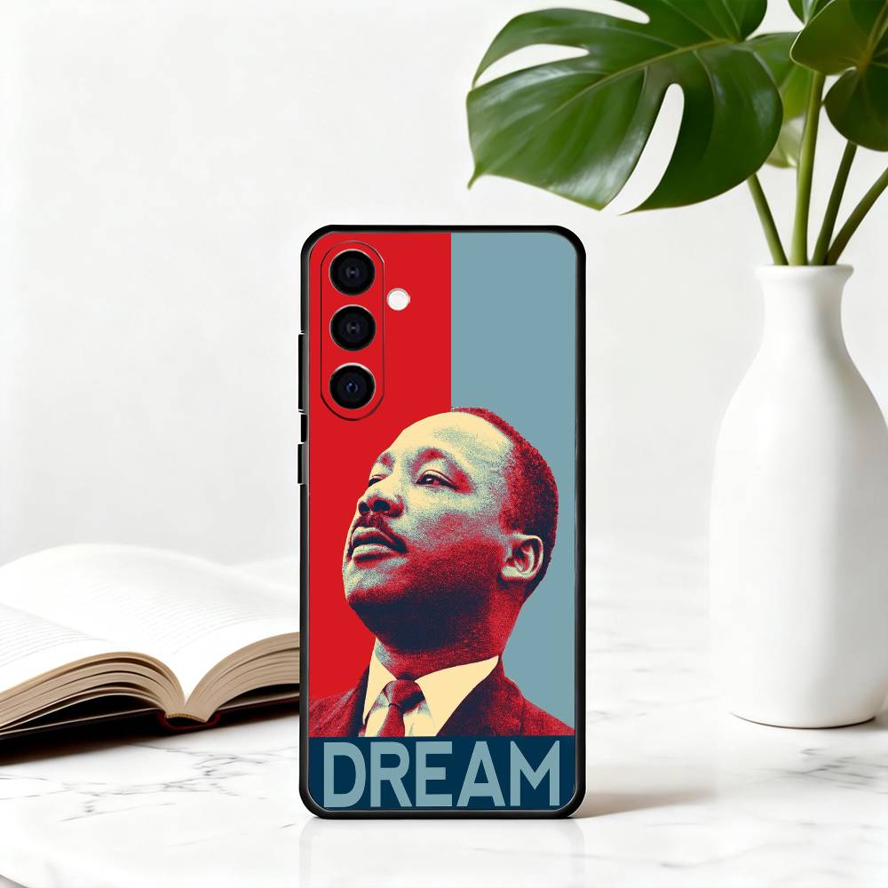 Great M-Martin Luther King Jr Phone Case Black Silicone Soft For Samsung Galaxy A73,A72,A71,A70,A53,A52,A51