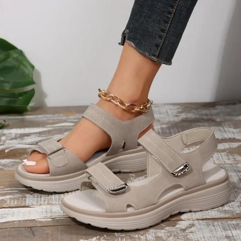 2024 Summer Shoes Women Plus Size Non Slip Shoes for Women Adult Slip on Solid Color Wedge Sandalias De Mujer Footwear Female
