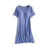 Women Casual Short Sleeve Nightgown Solid Color Pajama Dress with Bra Pad