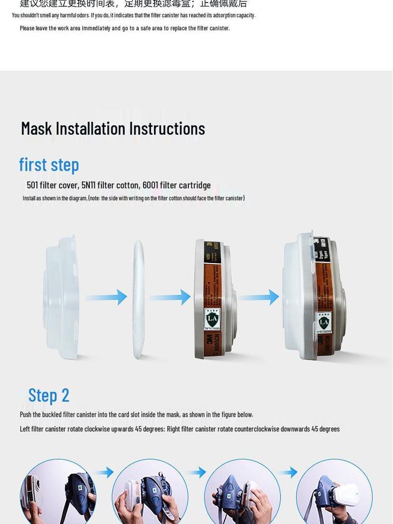 3M Quick Latch Silikon Halvmask med Filter och Patron