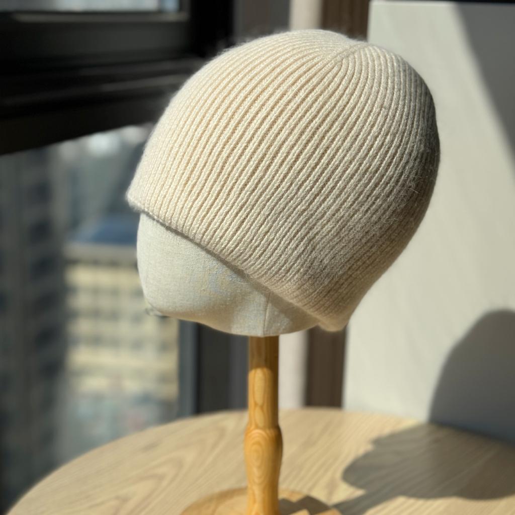 New Rabbit Woolen Hat for Men and Women Autumn and Winter Knitted Plush Striped Solid Color Dome Versatile Warm Hat for Couples