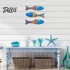 Wooden Fish Wall Art 3Pcs Decor, Boho Polka Dot Painted Ornaments, Ocean Modern Minimalist Theme Hanging for Bathroom Nursery Bedroom Living
