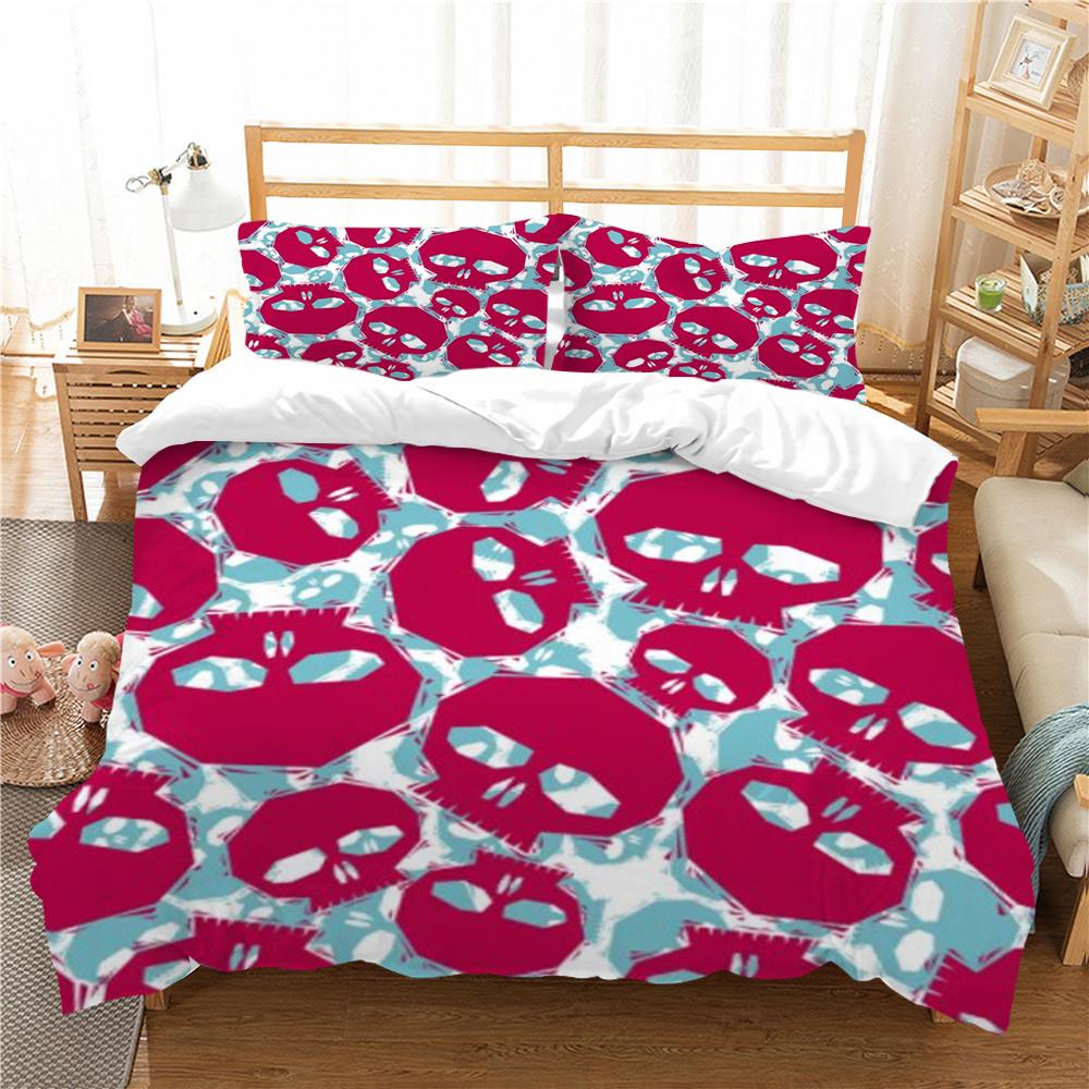 Home Bed Clothes 3D Skull Printing Duvet Cover Set Superior Bedding Cover Suit Single Double Size Bed Set Polyester Pillowcase