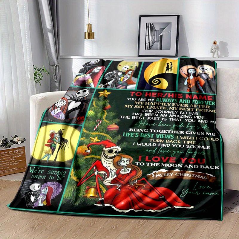 1pc. Personalized Nightmare Before Christmas Couple Blanket, Romantic Gift,Home Decor, Perfect Present for Anniversary, Valentine's Day or A