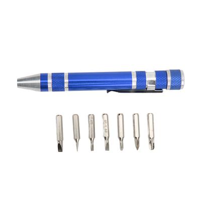 Taschenschraubendreher 8 in 1 Mini Handstift Schraubendreher Magnetischer Typ Mehrzweck für FeinschraubenBlau