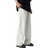 FAIRWHALE Men's Sports Pants Spring Autumn American Style Sweatpants Youth Wide-Leg Casual Pants Fleece Lined Light Gray M