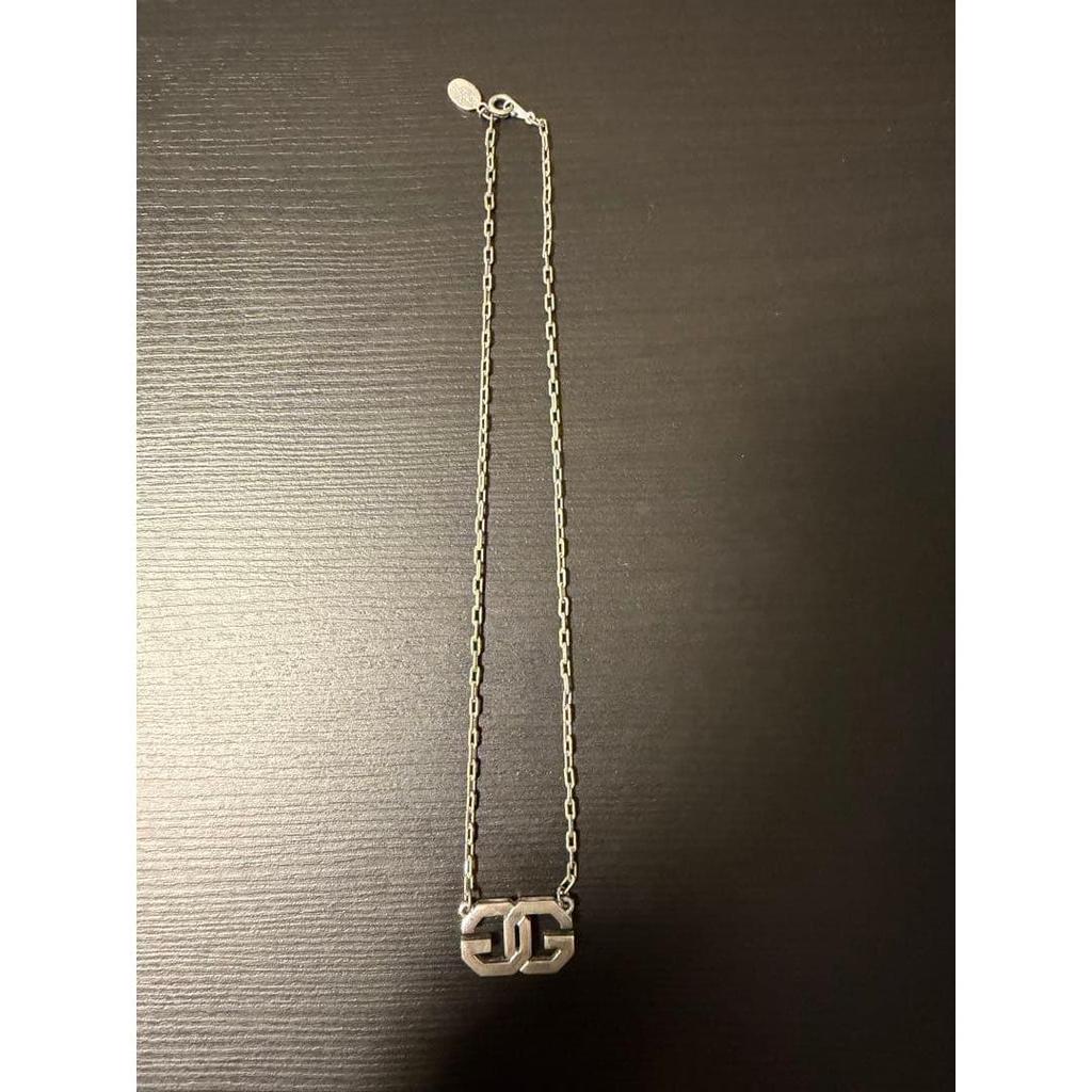 Used GIVENCHY Vintage 4G Logo Necklace Silver Color