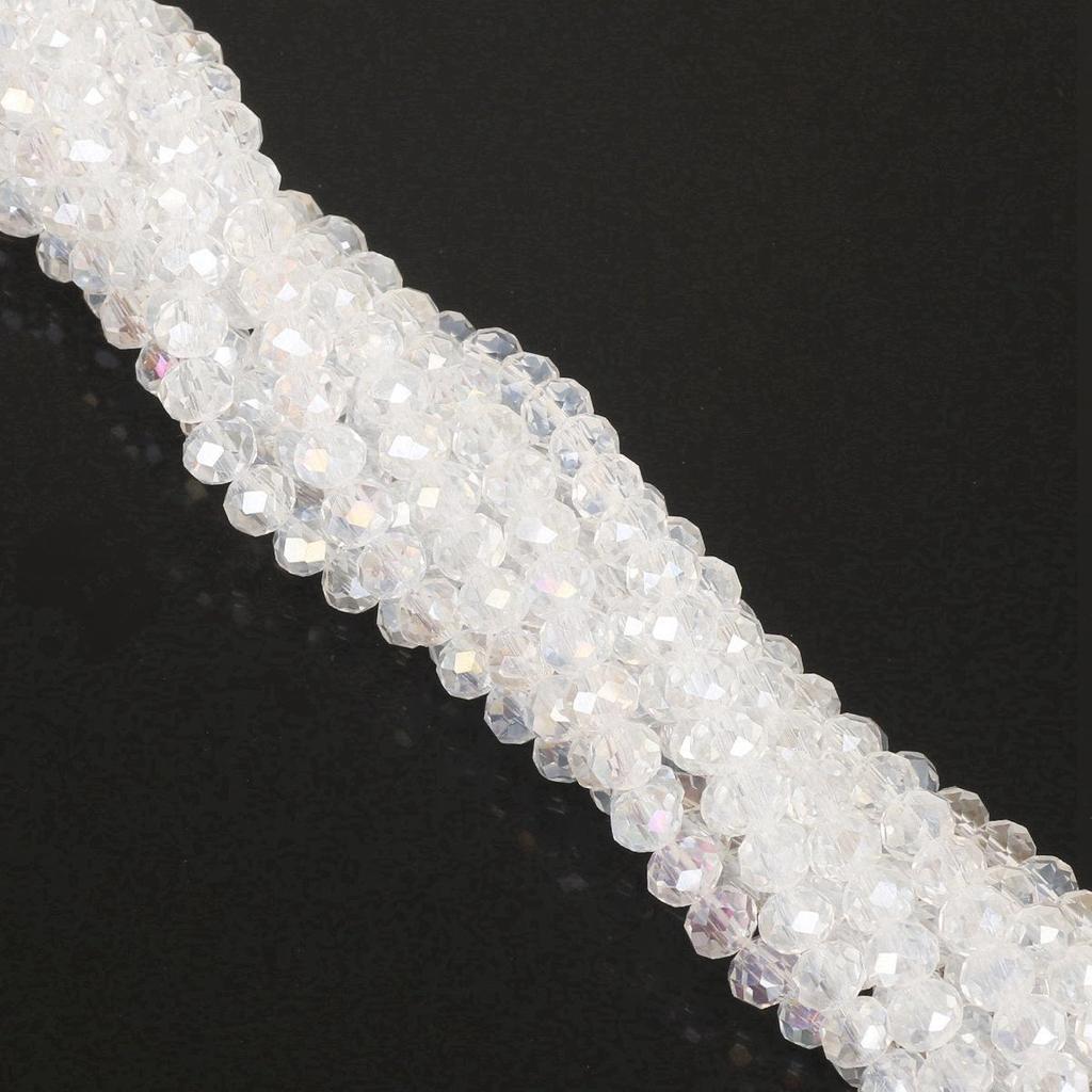 4mm Iridescent Glass Crystal Wheel Beads - Faceted Loose Abacus Beads for DIY Projects