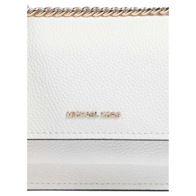 Michael Kors Claire Logo Magnetic Closure Grained Cowhide Crossbody Shoulder Bag Women's White