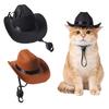 Adjustable Pet Headwear Cowboy Hat, Western Costume Retro Mini Outdoor Accessory Hat for Dogs Cats Halloween Party Cosplay Comfortable Headgear