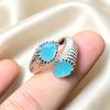 Vintage Boho Water Drop Jewelry Women's Ring Multicolor Gemstone Silver+Plating Gold/Rose High Quality Wedding Daily Gift