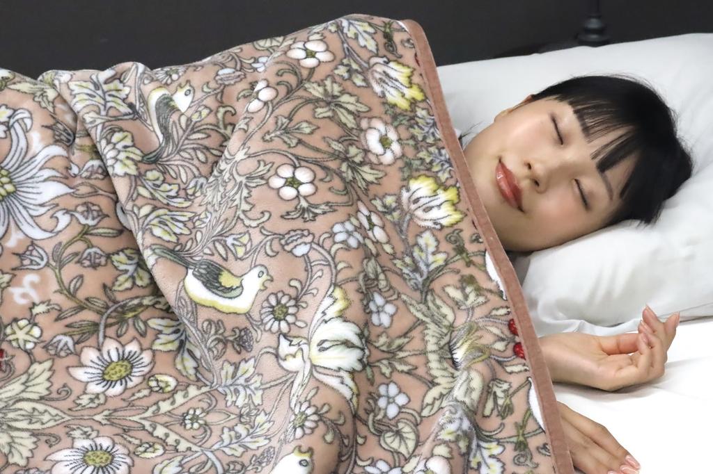 Romance Kosugi Meyer Matching Blanket, Single (140 x 200 cm), V&A (Victoria & Albert Museum) William Morris "Strawberry Thief" Pattern, Beige