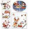Christmas Party Window Supplies Cling, PVC Waterproof Santa Claus/ Elf Snowman/Elk/House Stickers, Reusable Holiday Glass Decals Stickers for