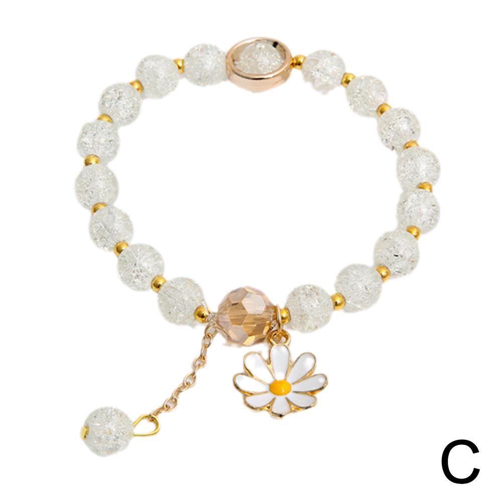 Multi-Color Daisy Flower Beaded Bracelet Ins Niche Minimalist Hand Jewelry Korean Cold Style for Women Perfect for Solo or Stack