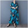 Women's Vintage Long Dress with Cotton and Linen Patterns