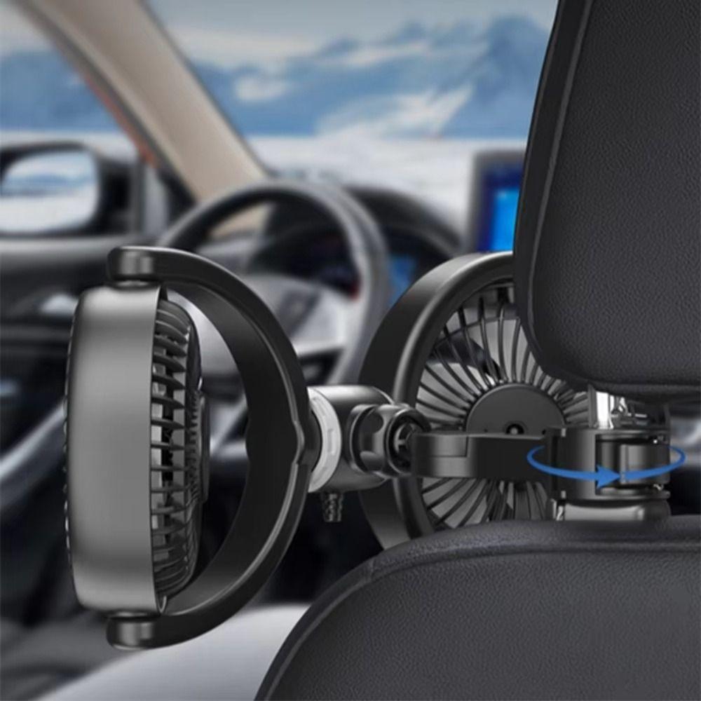 360° Rotating Car Seat Fan Quiet Electric Fan Convenient Double Head Car Fan  Long Drives