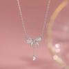 925 Sterling Silver Bow Necklace - Light Luxury 2025 High-End Clavicle Chain for Women