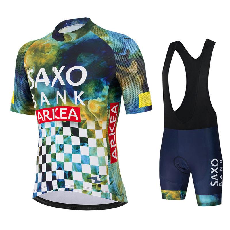 Saxo Bank Team Summer Bike Jersey Men Mtb Short Sleeve Cycling Set Shorts Set MTB Ropa Ciclismo Bicycle Shirts Maillot Clothing