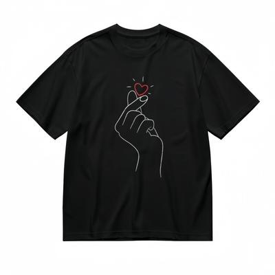 Damen Trend Ganzjahres Klassisches T-Shirt Minimalistisches Fingerherz Grafik-T-Shirt