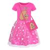 Girls star rainbow lace copybara print dress