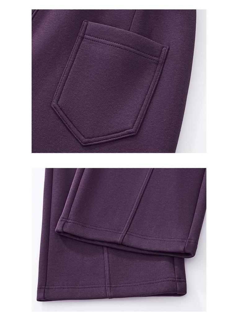 GAGN Women's Gray Wool Wide-Leg High-Waisted Casual Trousers