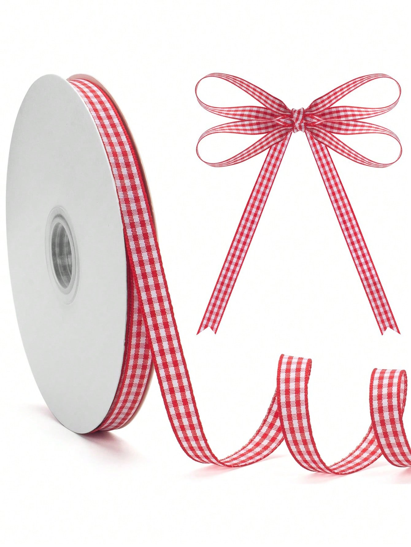 

1Roll/2Pcs Red White Gingham Plaid Ribbon Valentine s Day Bow Ribbon For Gift Wrapping Party Decoration Craft Hair Accessories 20Yards 1 Roll