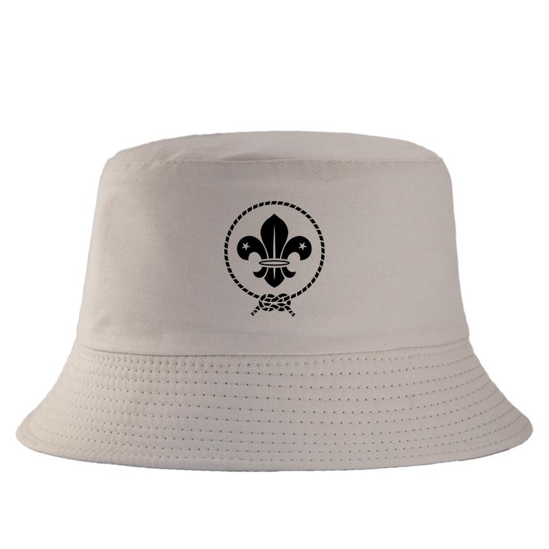 Vintage Fleur De Lis Graphic Bucket Hat World Scout Emblem Print Cotton FisherUnisex Cap Unisex Casual Summer Outdoor Sport Hat
