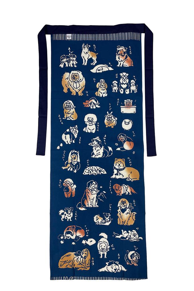 Edoten Etchu Fundoshi (Loincloth) Made in Japan, 100% Cotton, Stylish Japanese Pattern, Men's One Size Fits All, Dog-Shaped Tenugui (Navy String)