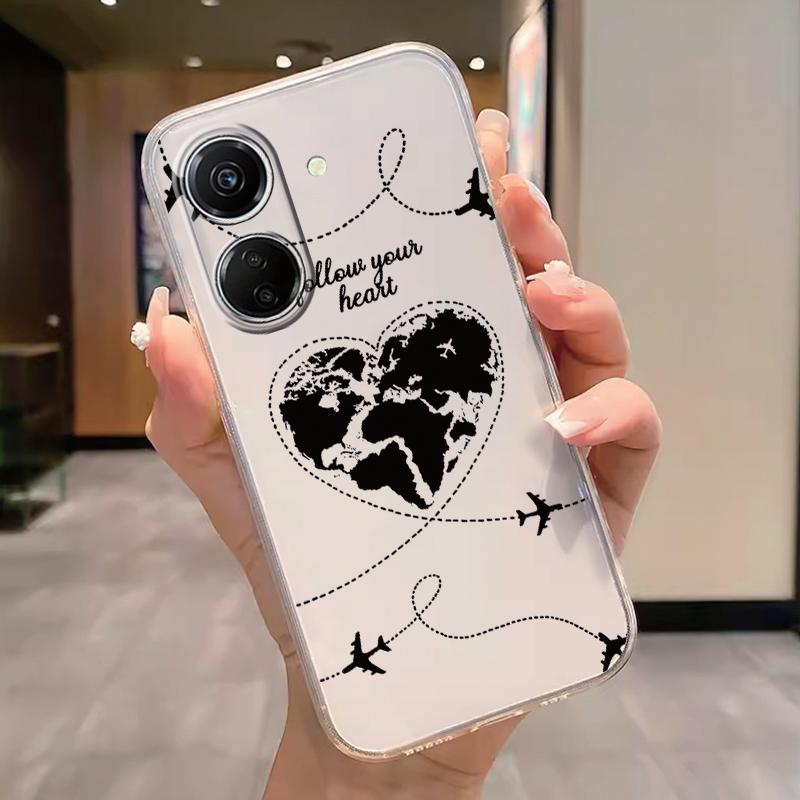 Transparent Phone Case For Poco C65 Redmi Note 15 Pro+ Plus 14C Cover Cartoon Flowers Soft TPU Shockproof Funda Bags Heart Clear