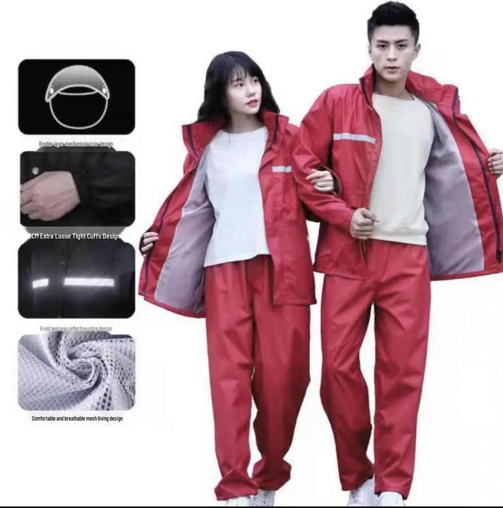 Heavy-Duty Full-Body Rainproof Raincoat & Pants Set for Construction, Riding, and Tea Picking
