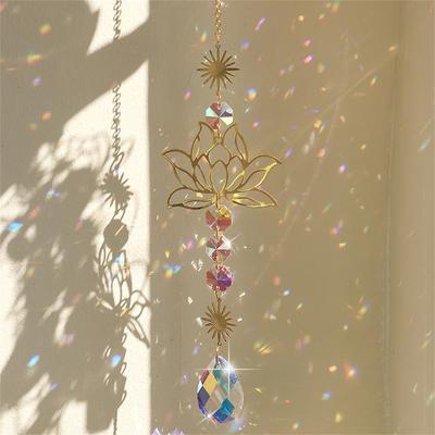 Lotosový květ Suncatchers okenní závěsné ozdoby Crystal Prism Suncatchers Odraz slunečního světla Venkovní vnitřní Domácí část
