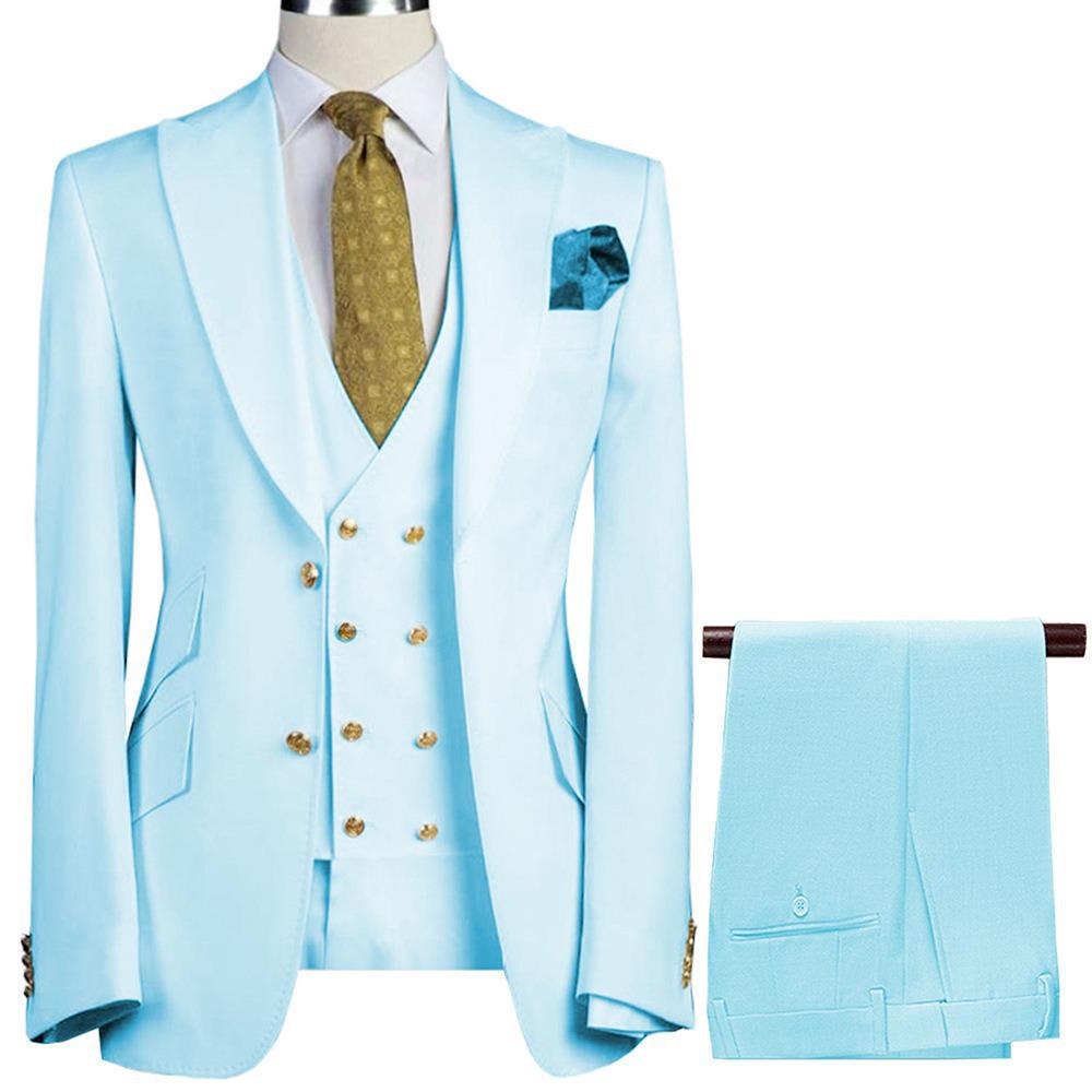 Men's European and American Slim-Fit Double-Breasted Suits: Professional and Wedding Three-Piece Sets