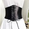 Buckle High Waist Corset Skirt Decorations Wide Waistband Elastic Waist Strap PU Leather Cummerbund