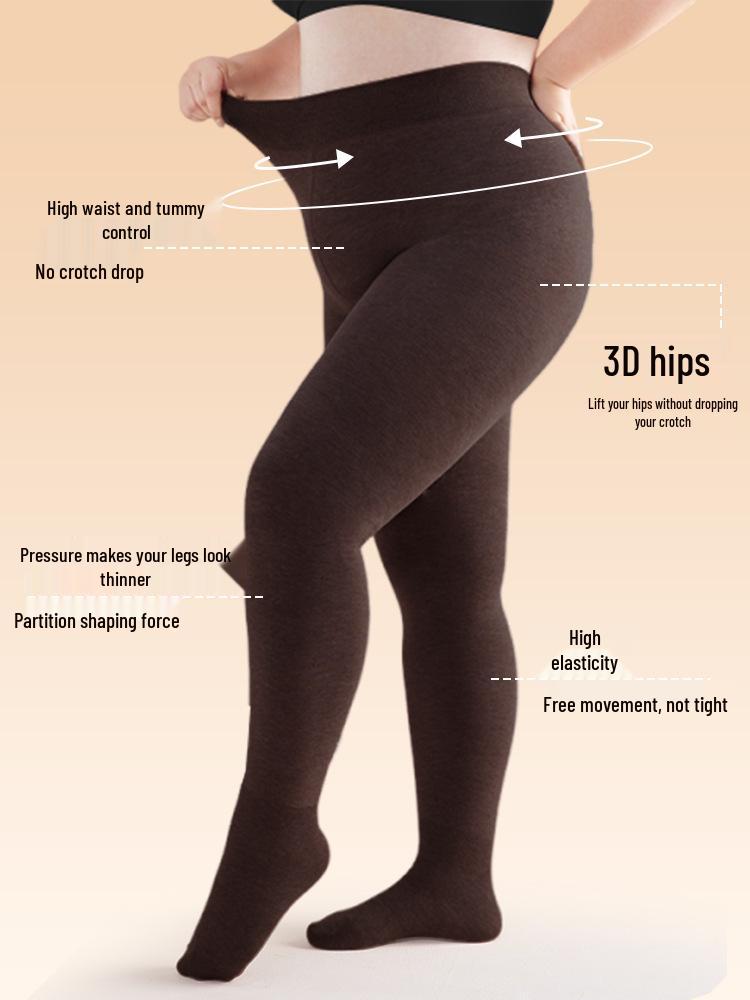 Plus-Size Fleece-Lined Body-Shaping Winter Tights: Extra Wide & Anti-Slip