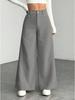 High Waist Corduroy Women's Wide Leg Pants - Casual, Loose, Floor-Length, Solid Color.