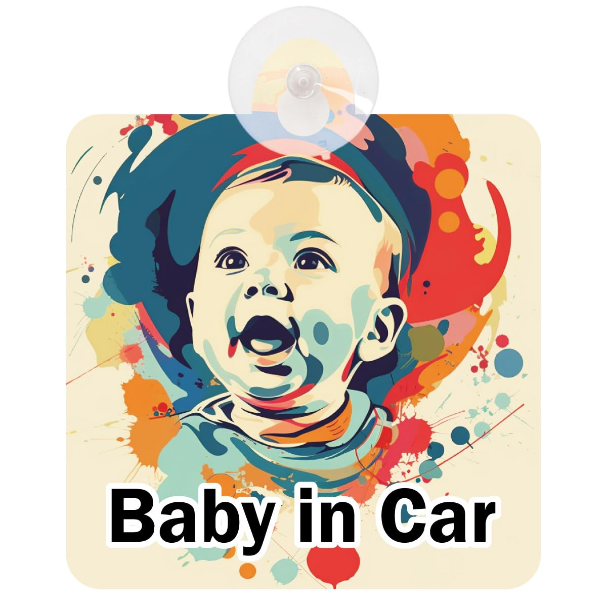 

Baby in Car Safety Sign Retro Cartoon Suction Cup Type (Baby in Car E2 Type)