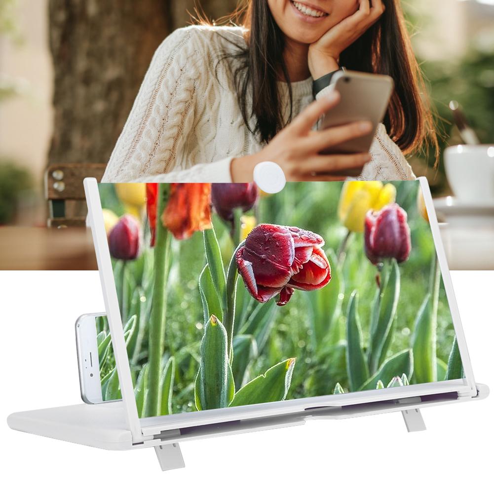 Universal 12-Zoll Handy-Bildschirmvergrößerer Faltbares Display Vergrößerungsverstärker 3D-EffektWeiß