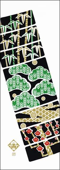 Dyeing Anbo Hand Towel and Authentic Dyed Cotton Tokuoka Made In Japan 35cm X 100cm "JYU Pine, Bamboo, Plum" 100%