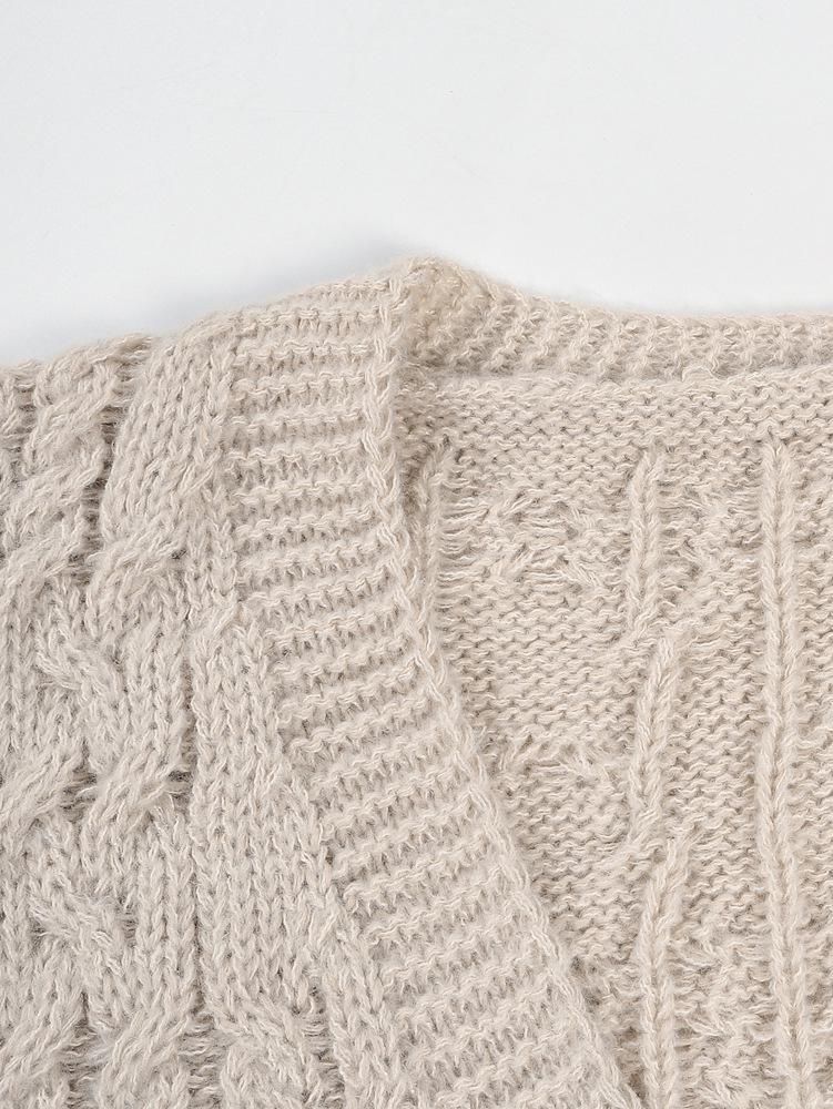 V-Neck Cable Knit Cardigan - Fresh, Lazy Style for Spring & Autumn